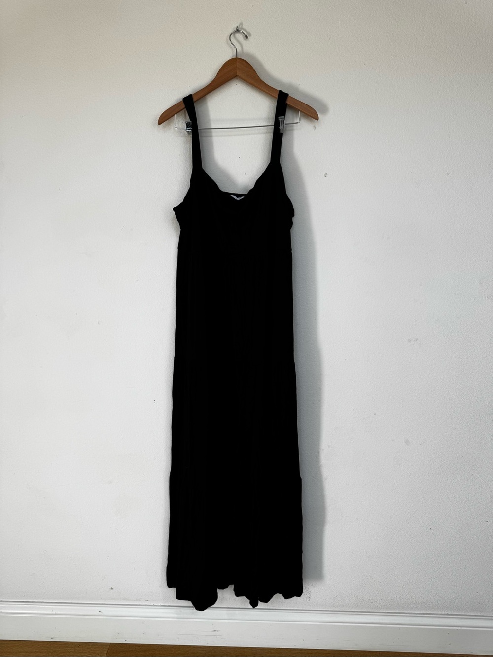 Soma Tiered Black Maxi Dress with Wide Straps